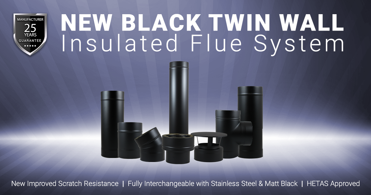 NEW Black Twin Wall Insulated Flue System